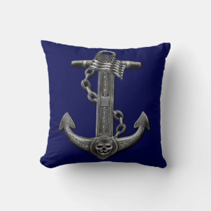 Coussin Drapeau crâne d'ancre en détresse marine
