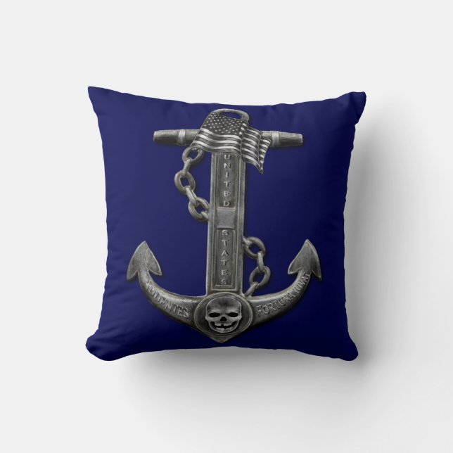 Coussin Drapeau crâne d'ancre en détresse marine (Recto)
