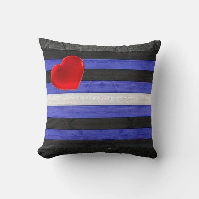 Coussin Drapeau de fierté en cuir SlipperyJoe's noir bleu  (Recto)