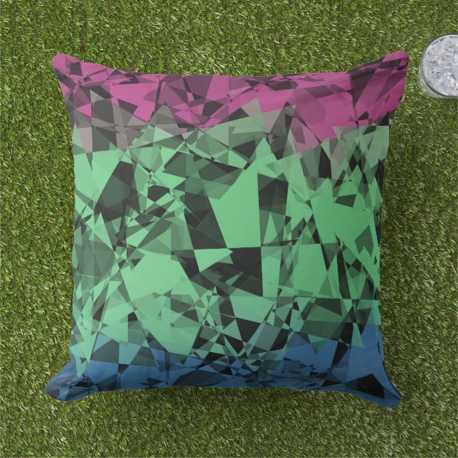 Coussin Drapeau de fierté polysexuel groovy éclectique rét (Herbe)