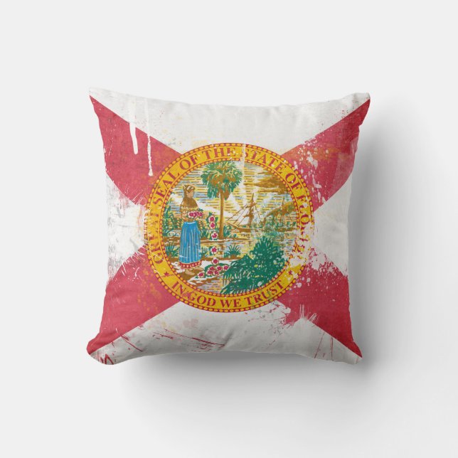 Coussin Drapeau de Floride en détresse (Recto)