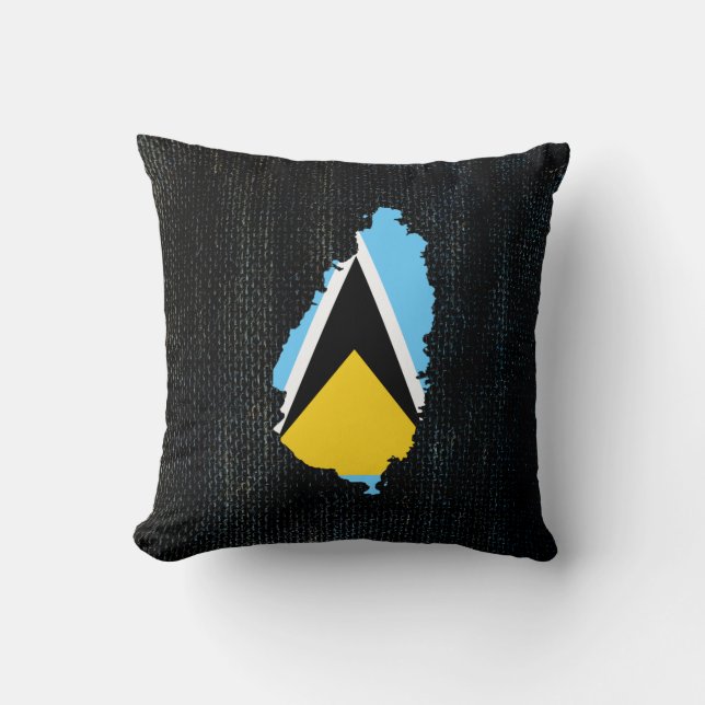 Coussin Drapeau de la carte de Sainte-Lucia conçu (Recto)