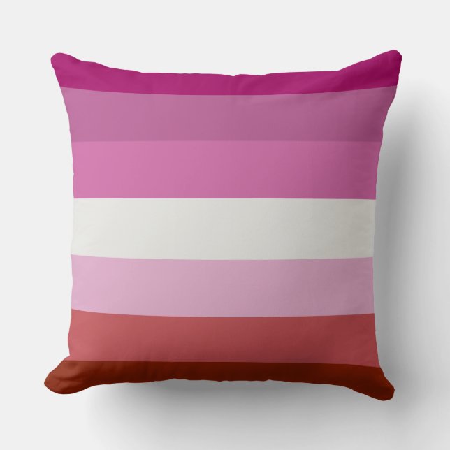 Coussin Drapeau de la fierté lesbienne au rouge à lèvres (Recto)
