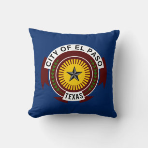 Coussin Drapeau de la ville d'El Paso, Texas Throw Pillow