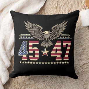 Coussin Drapeau de l'aigle américain vintage Trump 45 47 U