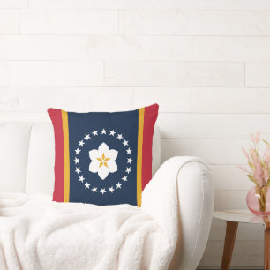 Coussin Drapeau de l'État du Mississippi : le Magnolia d'A