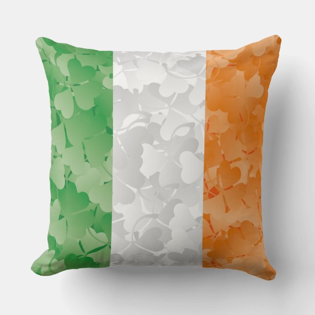 Coussin Drapeau de l'Irlande avec motif shamrock (Recto)