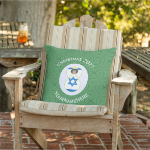 Coussin Drapeau de Noël ange israélien personnalisé