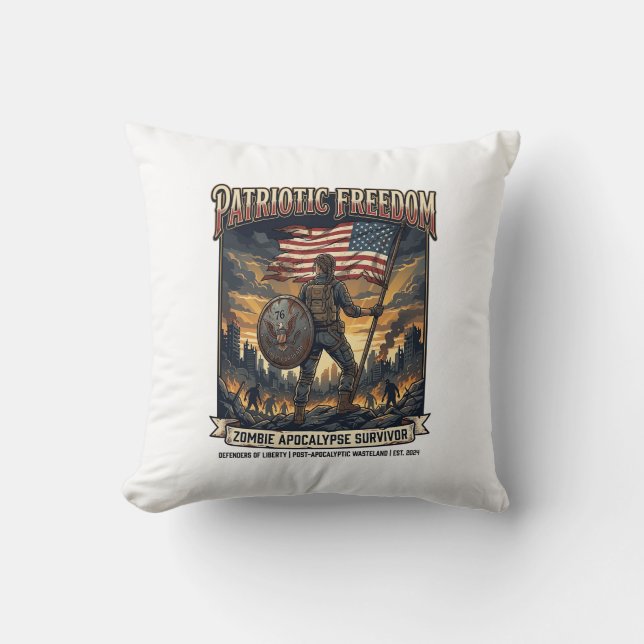 Coussin Drapeau de rouille patriotique Survivant Apocalyps (Recto)