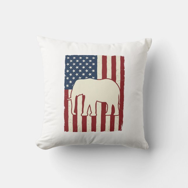 Coussin Drapeau d'éléphant patriotique Conception de vecte (Recto)