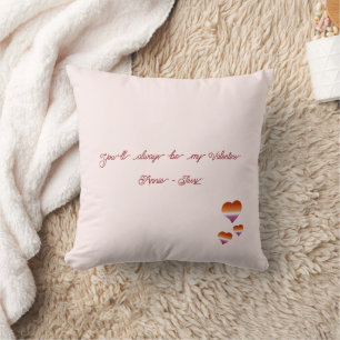 Coussin Drapeau des cœurs lesbiens Tu seras toujours mon V