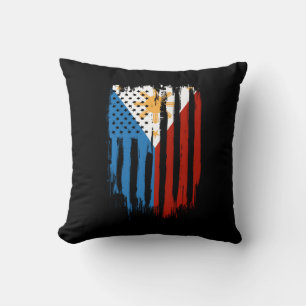 Coussin Drapeau des Philippines moitié américain moitié ph