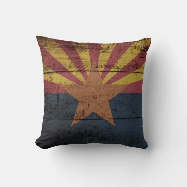 Coussin Drapeau d'état de l'Arizona sur le vieux grain en (Recto)