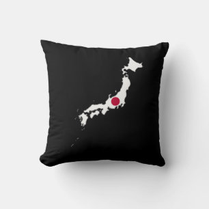 Coussin Drapeau du Japon sur la carte