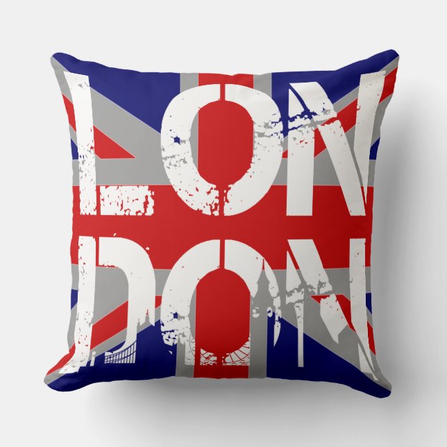 Coussin Drapeau du Royaume-Uni Londres et monuments célèbr (Recto)