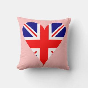Coussin Drapeau du Royaume-Uni Rose Cœur Funky