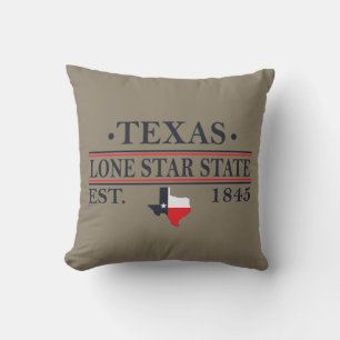 Coussin Drapeau du Texas carte l'état étoile solitaire