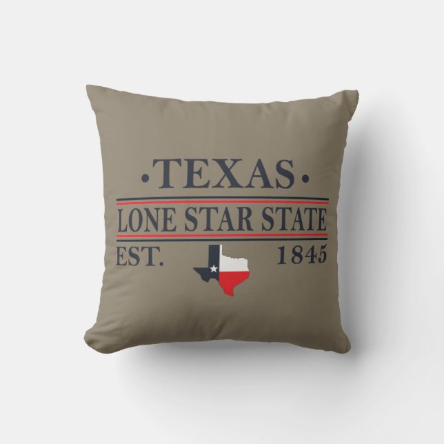 Coussin Drapeau du Texas carte l'état étoile solitaire (Recto)