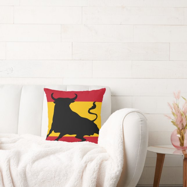 Coussin Drapeau espagnol avec taureau (Canapé)