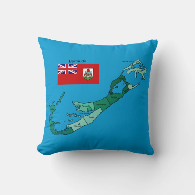 Coussin Drapeau et carte des Bermudes (Recto)