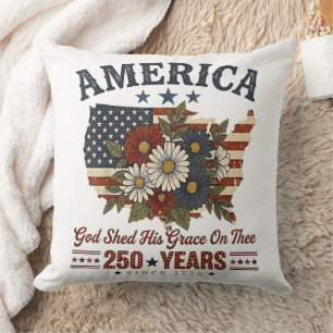 Coussin Drapeau Floral 250 Ans d'Amérique