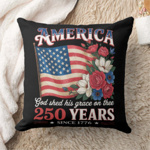 Coussin Drapeau Floral America 250 Ans