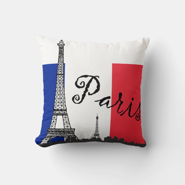 Coussin Drapeau français et Tour Eiffel (Recto)