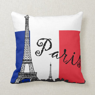 Coussin Drapeau français et Tour Eiffel