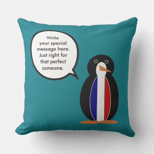 Coussin Drapeau Français Ms Pingouin Personnalisé (Recto)