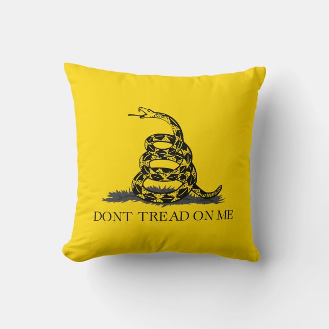 Coussin Drapeau Gadsden jaune classique Ne marchez pas sur (Recto)