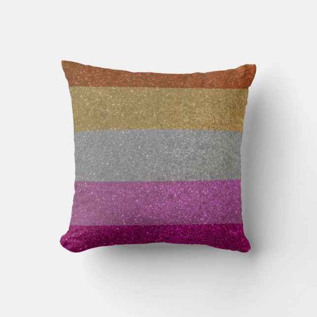 Coussin Drapeau Gay pride lesbienne Parties scintillant ra (Recto)
