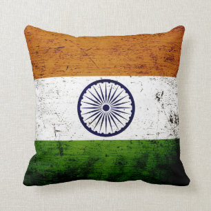 Coussin Drapeau grunge noir de l'Inde