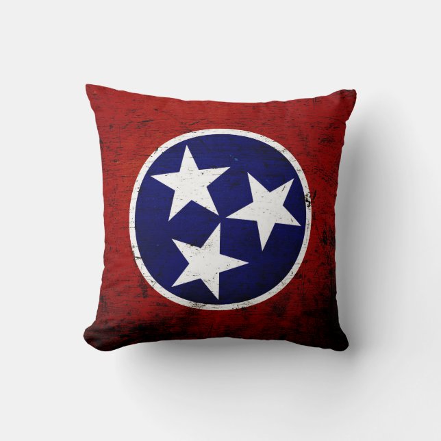 Coussin Drapeau grunge noir d'état du Tennessee (Recto)