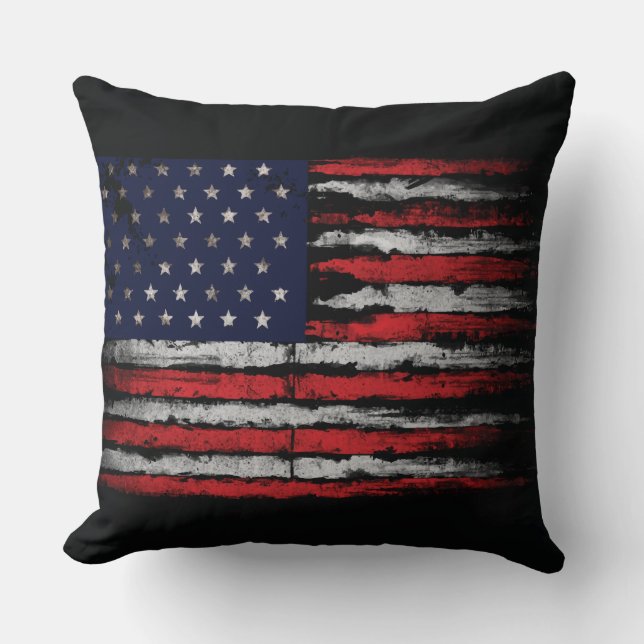 Coussin Drapeau Grunge U.S.A (Recto)