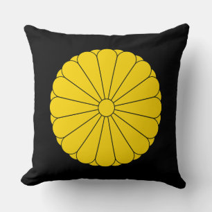 Coussin Drapeau impérial Japon symbole empereur fleur jaun