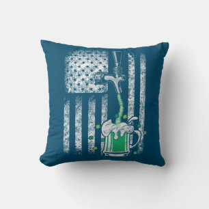 Coussin Drapeau irlandais Shamrock de la bière St Patrick'