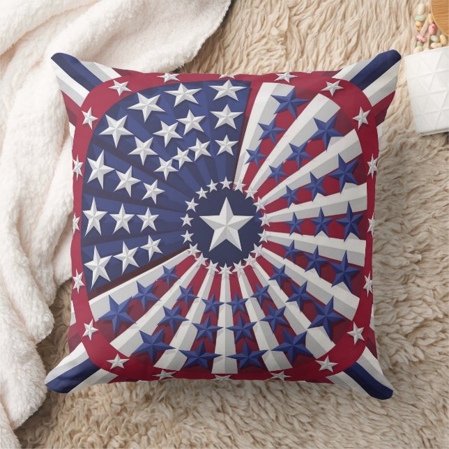 Coussin Drapeau Isométrique États-Unis Motif Jeu d'oreille (Couverture)