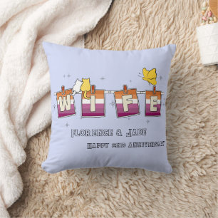 Coussin Drapeau lesbien Sunset Joyeux Anniversaire de mari