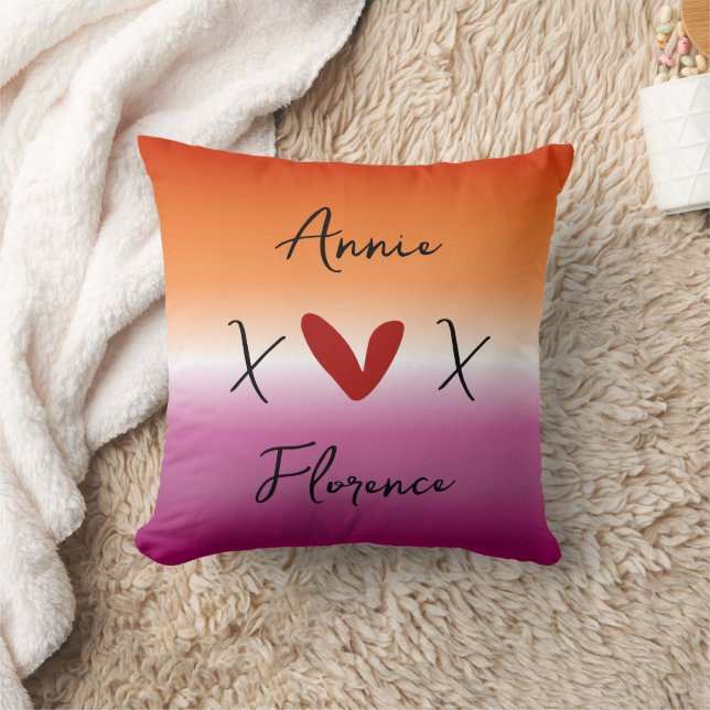 Coussin Drapeau lesbien X Love X Sunset (Couverture)