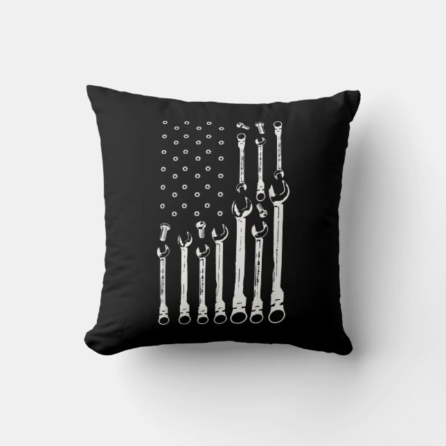 Coussin Drapeau mécanique Drapeau patriotique américain Mé (Recto)