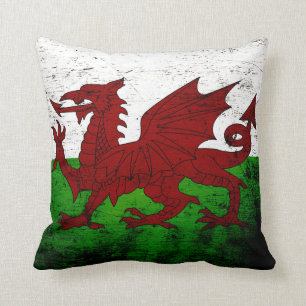 Coussin Drapeau noir grunge du pays de Galles