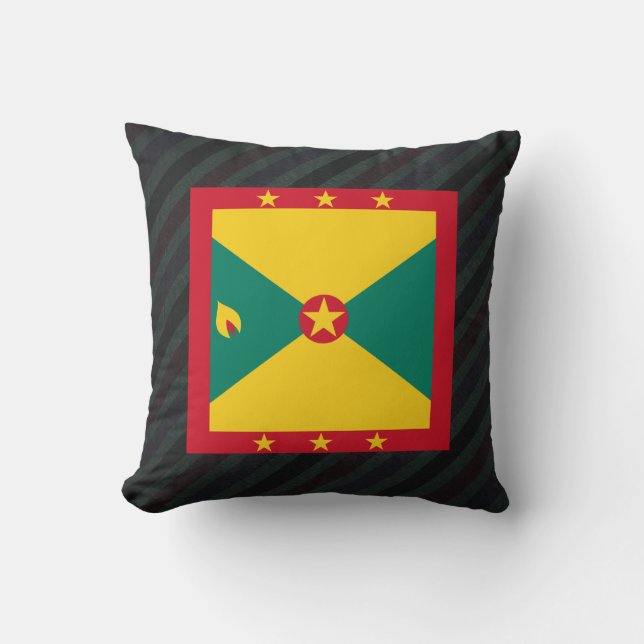Coussin Drapeau officiel du Grenada sur des rayures (Recto)