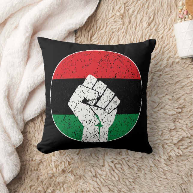 Coussin Drapeau panafricain Poing, histoire noire afro-amé (Couverture)