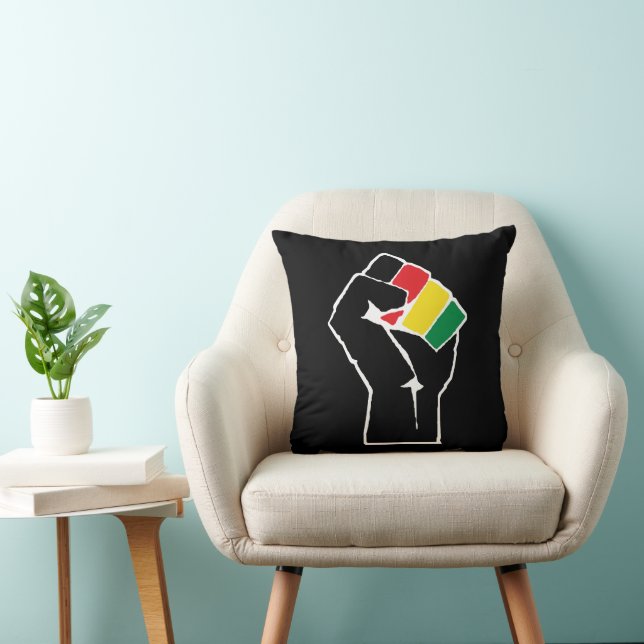 Coussin Drapeau panafricain Poing, Histoire noire afro-amé (Chaise)
