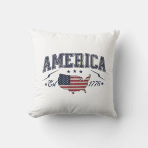 Coussin Drapeau patriotique américain USA Est 1776 4 juill