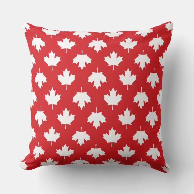 Coussin Drapeau Patriotique Canada Feuille d'érable (Recto)