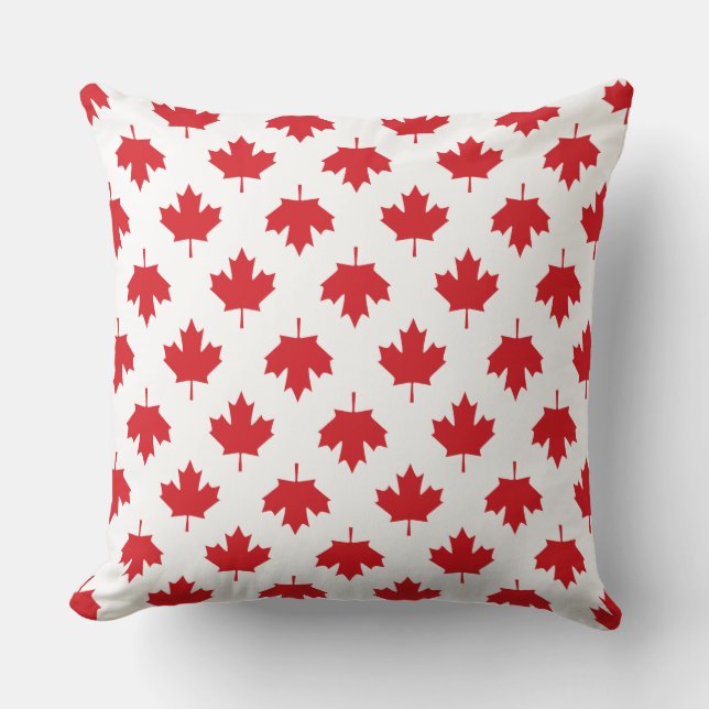 Coussin Drapeau Patriotique Canada Feuille d'érable (Recto)