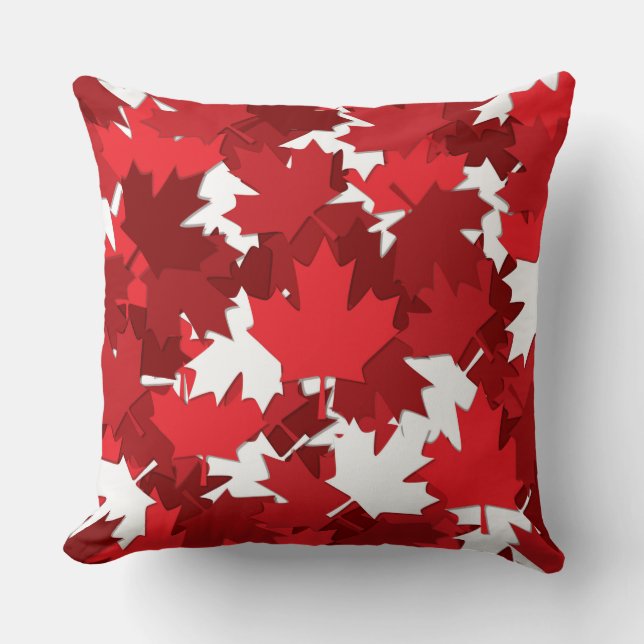 Coussin Drapeau Patriotique Canada Motif Feuille d'érable (Recto)