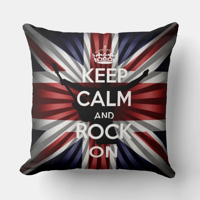 Coussin Drapeau R.U Le Jack de l'union et Garder son calme (Recto)