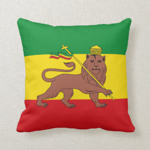 Coussin Drapeau rasta de l'Éthiopie Lion de Juda